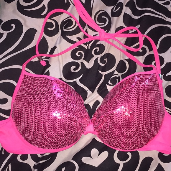 pink sequin bikini top
